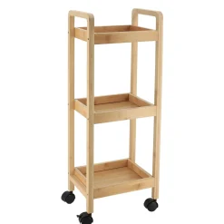 TENDANCE Desserte à roulettes 3 niveaux (H79 cm) Bambou Naturel