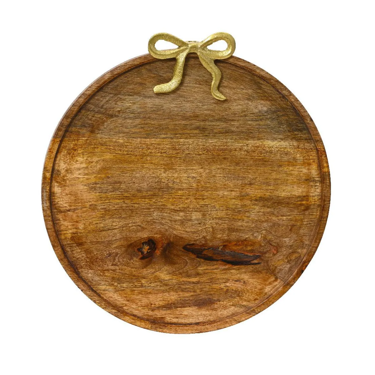 KAEMINGK Dessous d'assiette en manguier (D33 cm) Nœud en or Bois