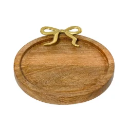 KAEMINGK Dessous d'assiette en manguier (D33 cm) Nœud en or Bois