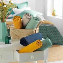 DOUCEUR D'INTERIEUR Drap housse coton bio (160 x 200 cm) Biolina Bleu nuit Hot