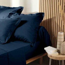 DOUCEUR D'INTERIEUR Drap housse coton bio (90 x 190 cm) Biolina Bleu nuit Outlet