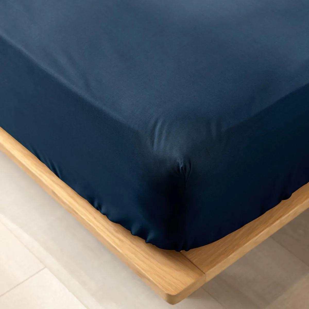 DOUCEUR D'INTERIEUR Drap housse coton bio (140 x 190 cm) Biolina Bleu nuit Sale