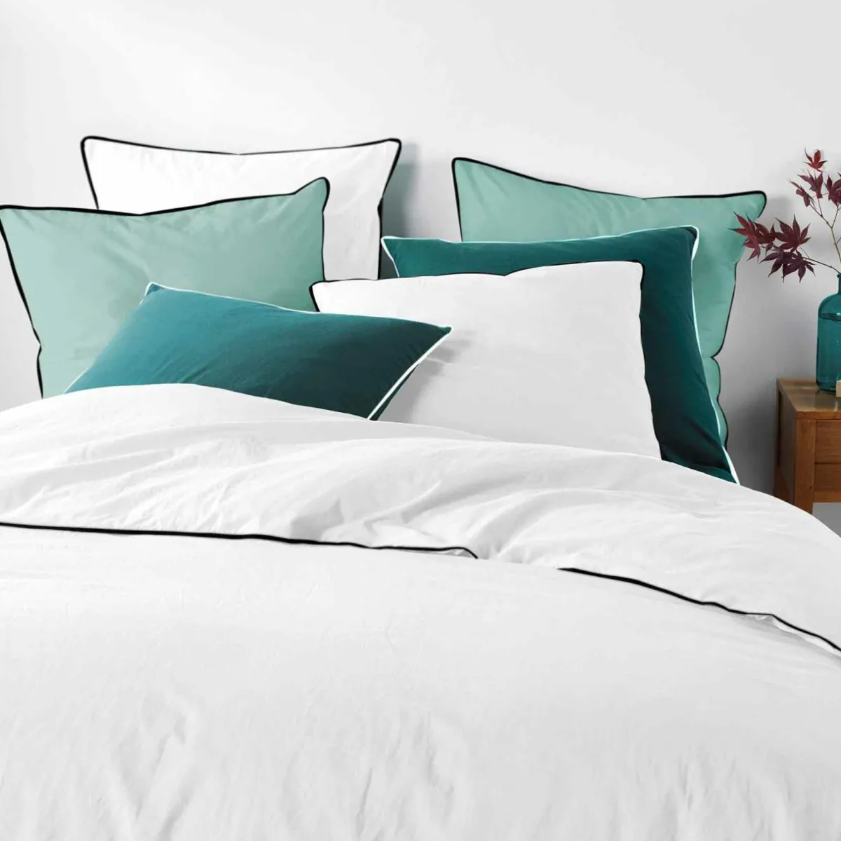 DOUCEUR D'INTERIEUR Drap housse coton lavé (140 x 190 cm) Linette Blanc Outlet