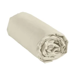 douceur d'intu017drieur Drap housse coton lavé (140 x 190 cm) Linella Ivoire New