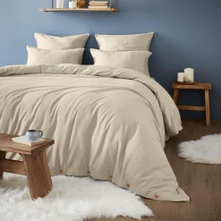 EMINZA Drap housse flanelle de coton (200 x 200 cm) Nina Beige Outlet
