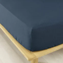 EMINZA Drap housse flanelle de coton (140 x 190 cm) Théa Bleu nuit Hot