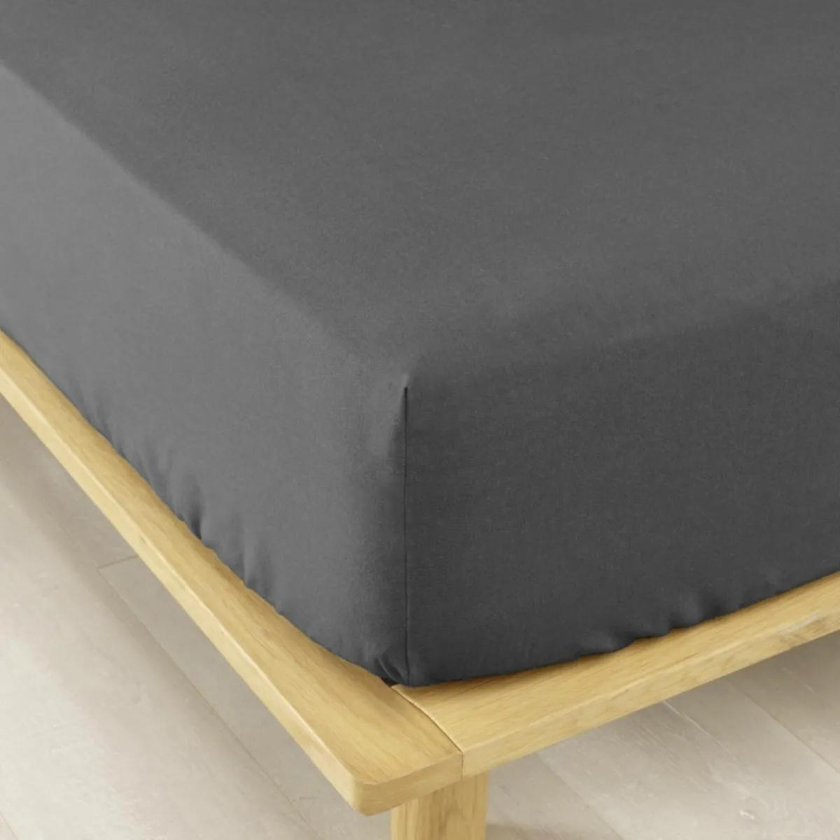 EMINZA Drap housse flanelle de coton (160 x 200 cm) Nina Gris Anthracite Clearance
