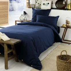 EMINZA Drap housse flanelle de coton (90 x 190 cm) Nina Bleu nuit New
