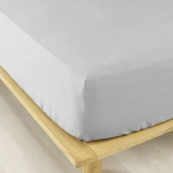 EMINZA Drap housse flanelle de coton (90 x 190 cm) Théa Gris clair New