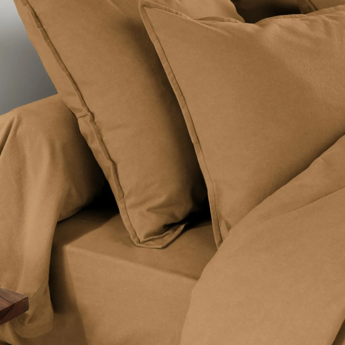 EMINZA Drap housse flanelle de coton (90 x 190 cm) Théa Camel Clearance
