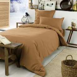 EMINZA Drap housse flanelle de coton (90 x 190 cm) Théa Camel Clearance