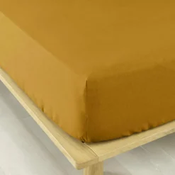 EMINZA Drap housse flanelle de coton (200 x 200 cm) Nina Jaune ocre Best