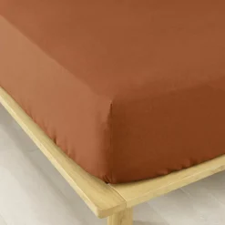 EMINZA Drap housse flanelle de coton (90 x 190 cm) Nina Terracotta Discount