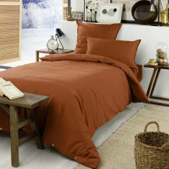 EMINZA Drap housse flanelle de coton (90 x 190 cm) Théa Terracotta Best