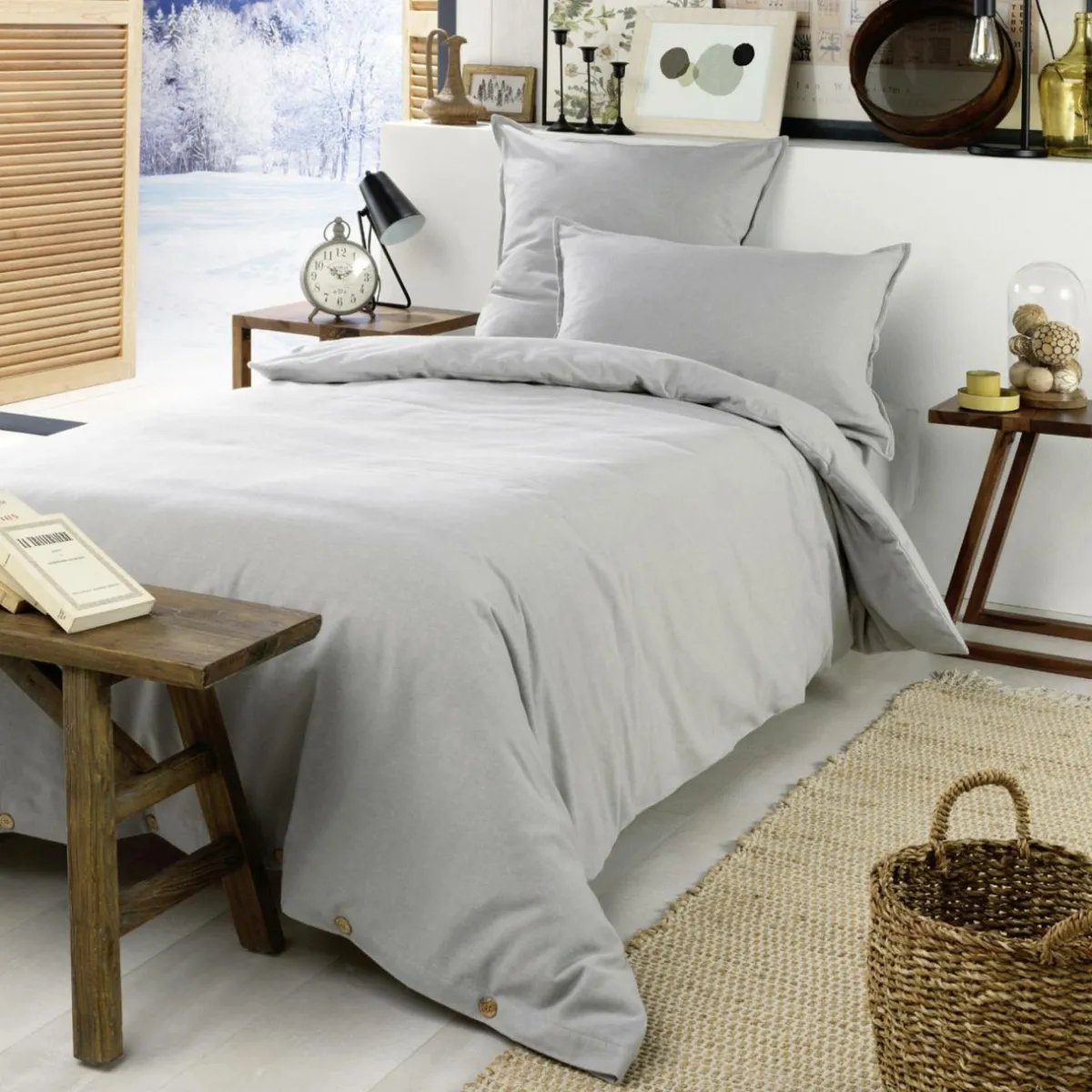 EMINZA Drap housse flanelle de coton (90 x 200 cm) Nina Gris clair Online