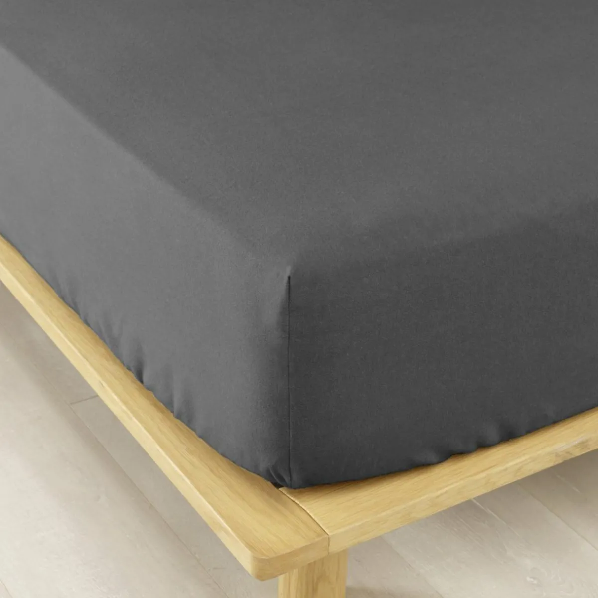 EMINZA Drap housse flanelle de coton (140 x 190 cm) Théa Gris Anthracite New