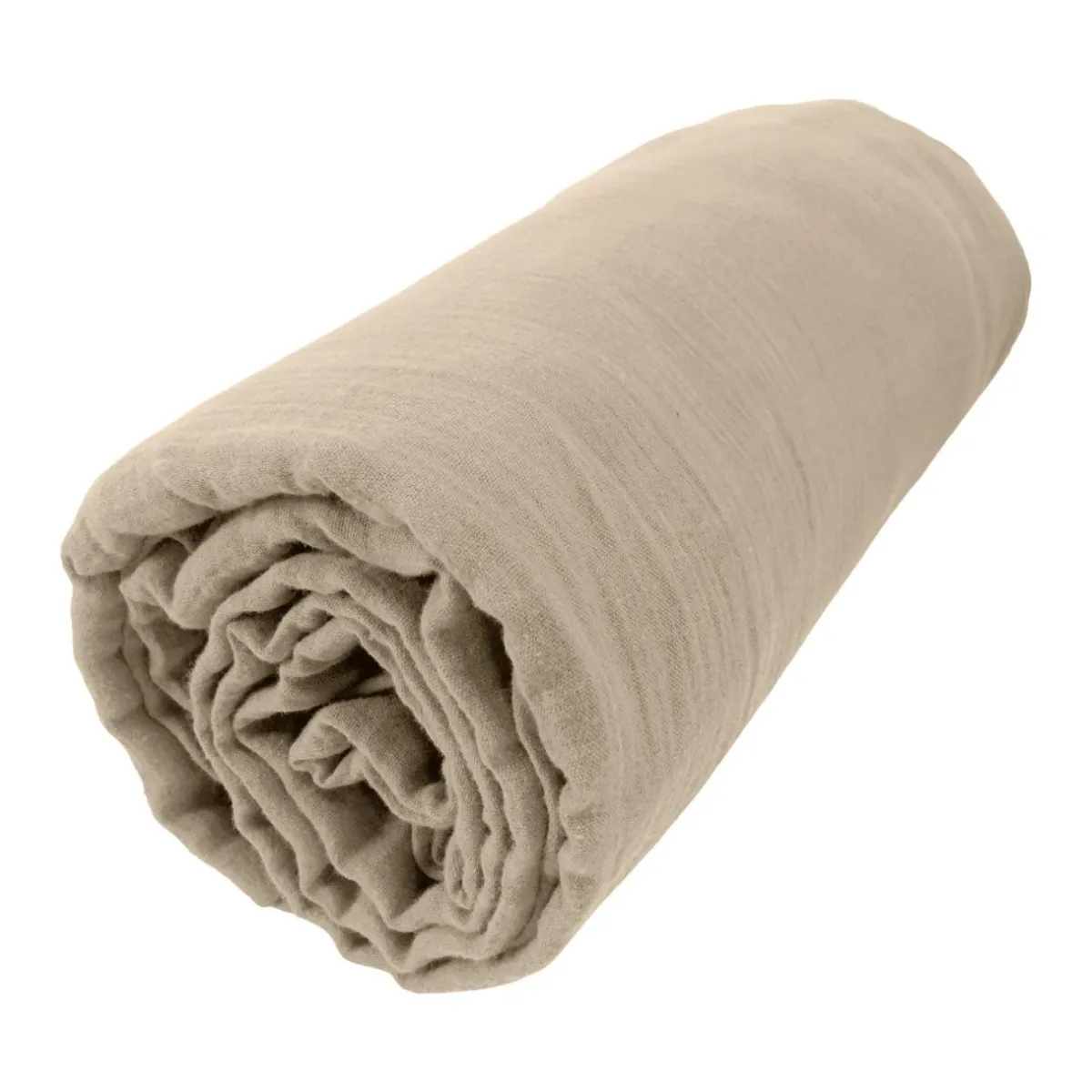 EMINZA Drap housse gaze de coton (140 x 200 cm) Gaïa Ficelle Hot