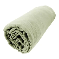 EMINZA Drap housse gaze de coton (90 x 190 cm) Gaïa Vert tilleul Discount