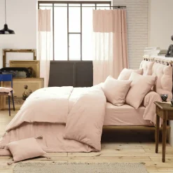 EMINZA Drap housse gaze de coton (140 x 190 cm) Gaïa Rose poudré Online