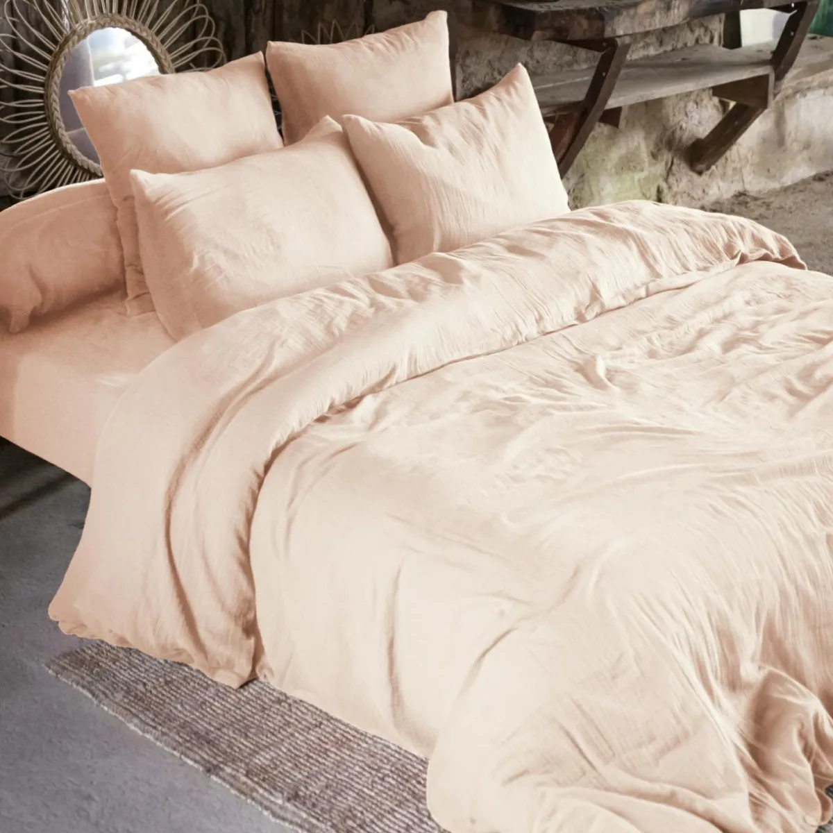 EMINZA Drap housse gaze de coton (140 x 190 cm) Gaïa Rose poudré Online