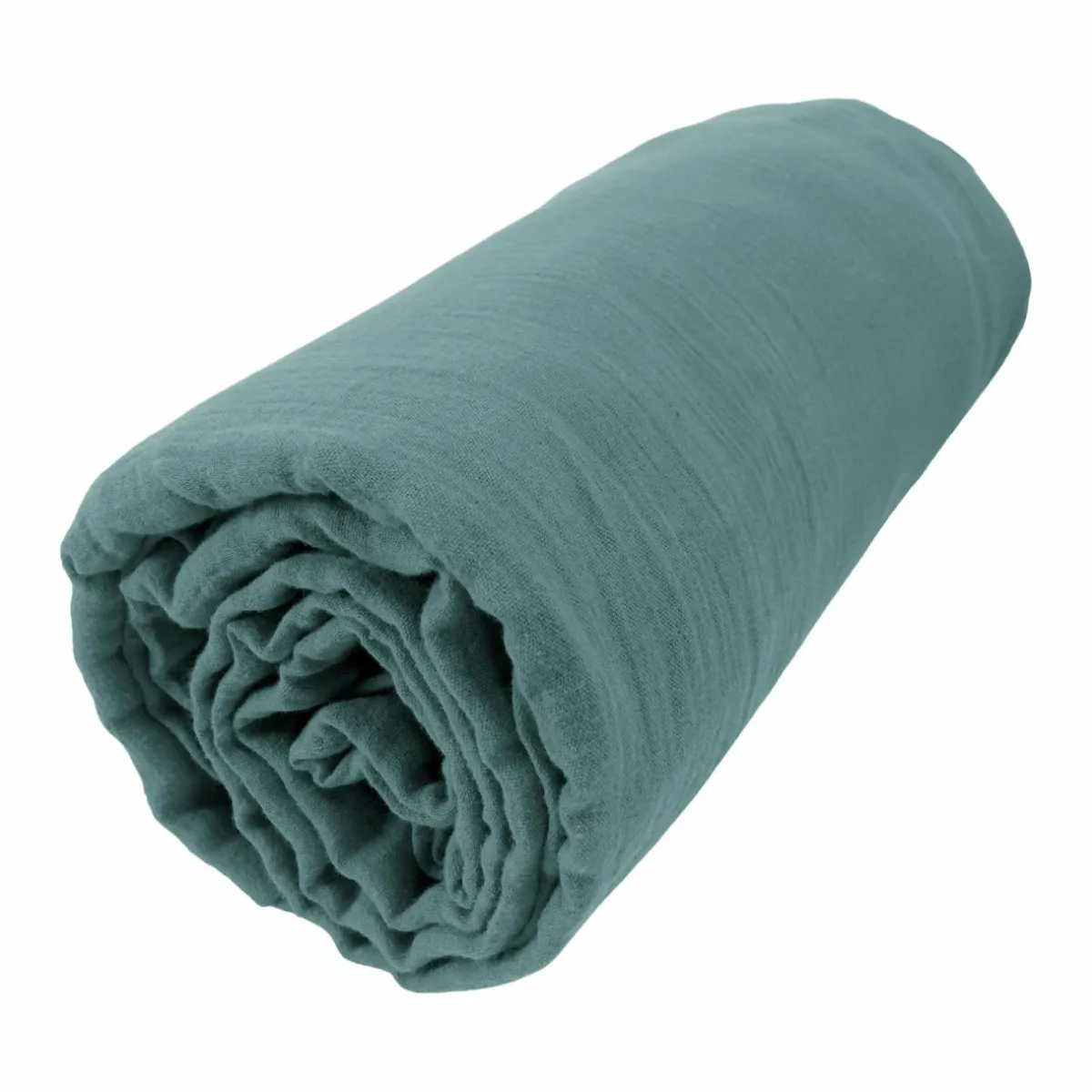 EMINZA Drap housse gaze de coton (140 x 200 cm) Gaïa Bleu canard