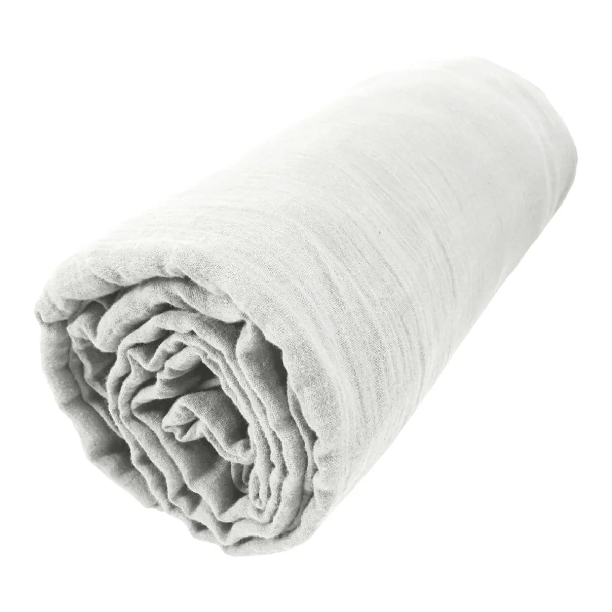 EMINZA Drap housse gaze de coton (90 x 200 cm) Gaïa Gris nuage Gris clair New