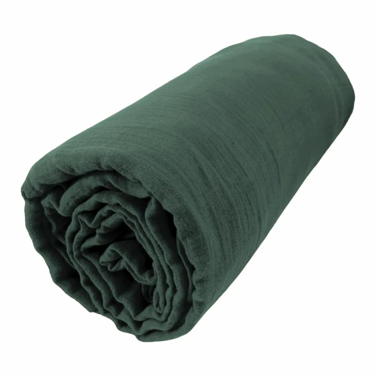 EMINZA Drap housse gaze de coton (200 x 200 cm) Gaïa Vert sapin Clearance