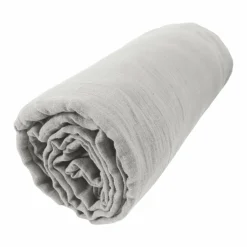 EMINZA Drap housse gaze de coton (90 x 190 cm) Gaïa Gris nuage Gris clair