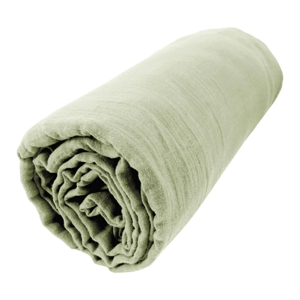 EMINZA Drap housse gaze de coton (90 x 200 cm) Gaïa Vert tilleul Outlet
