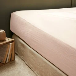 EMINZA Drap housse gaze de coton (90 x 190 cm) Gaïa Rose poudré Outlet