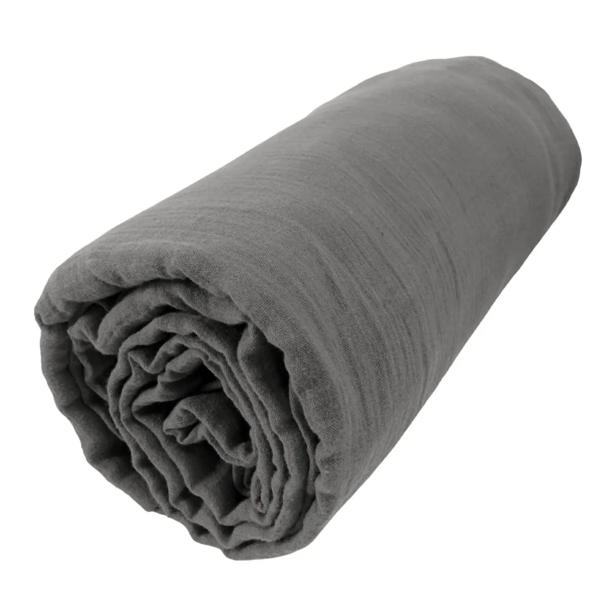 EMINZA Drap housse gaze de coton (160 x 200 cm) Gaïa Gris granit Gris foncé Best