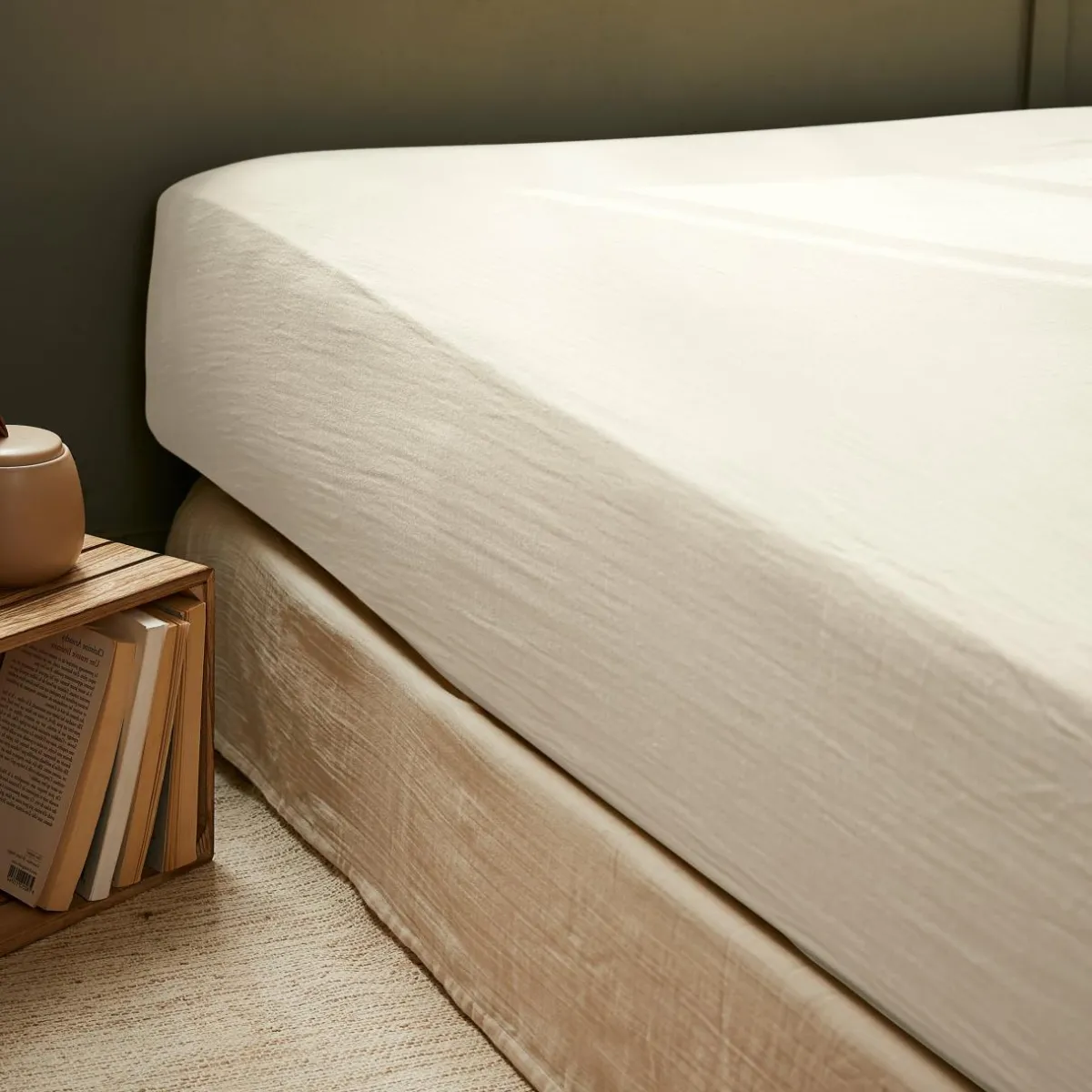 EMINZA Drap housse gaze de coton (140 x 200 cm) Gaïa pampa Beige Best