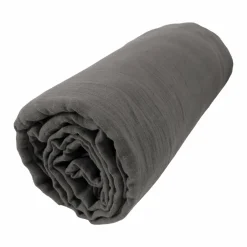 EMINZA Drap housse gaze de coton (90 x 200 cm) Gaïa Gris granit Gris foncé New