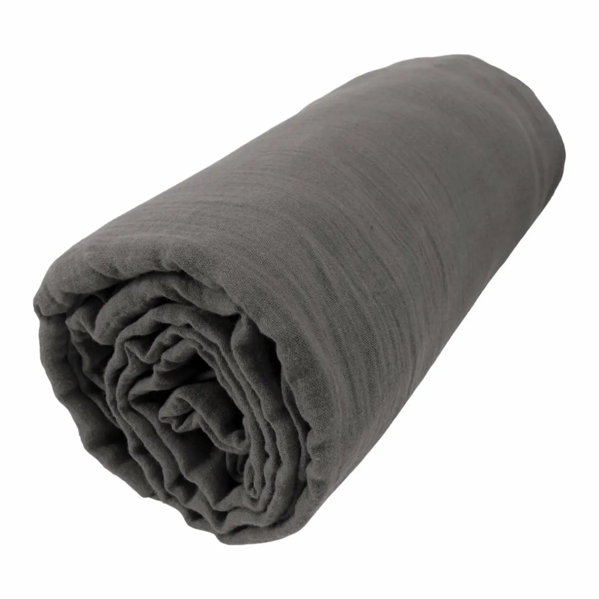 EMINZA Drap housse gaze de coton (90 x 200 cm) Gaïa Gris granit Gris foncé New