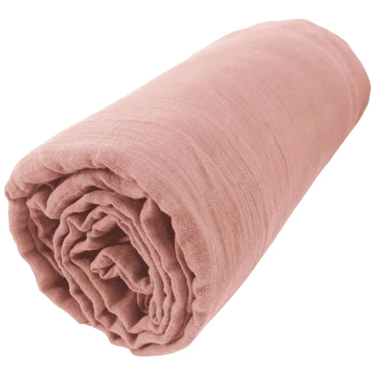 EMINZA Drap housse gaze de coton (200 x 200 cm) Gaïa Rose Pêche Online