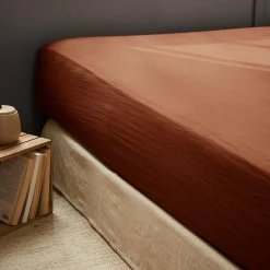 EMINZA Drap housse gaze de coton (90 x 190 cm) Gaïa Terracotta Clearance