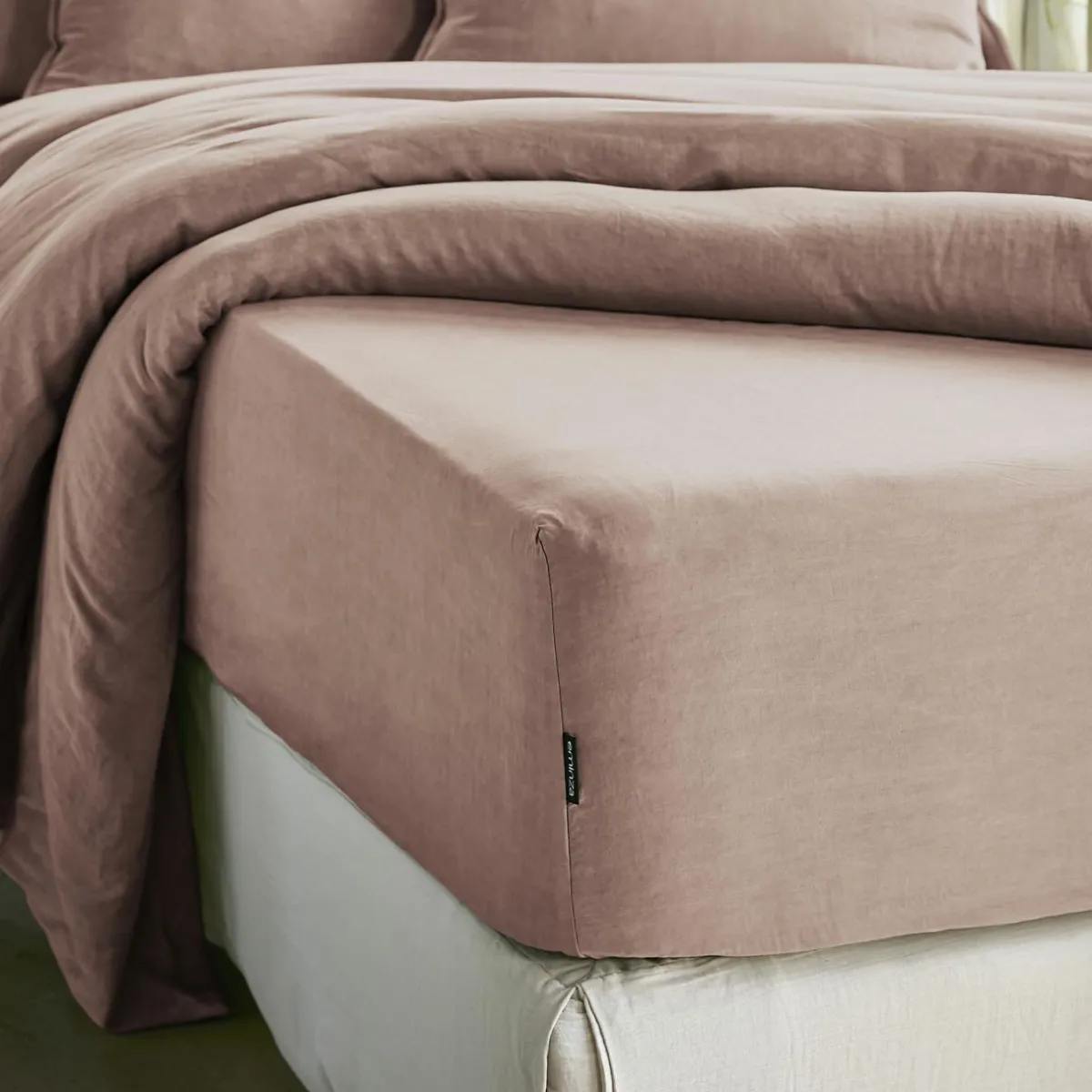 EMINZA Drap housse lyocell Tencel™ lavé (140 x 190 cm) Olivia blush Rose Outlet