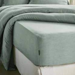 EMINZA Drap housse lyocell Tencel™ lavé (90 x 200 cm) Olivia Vert Eucalyptus Hot