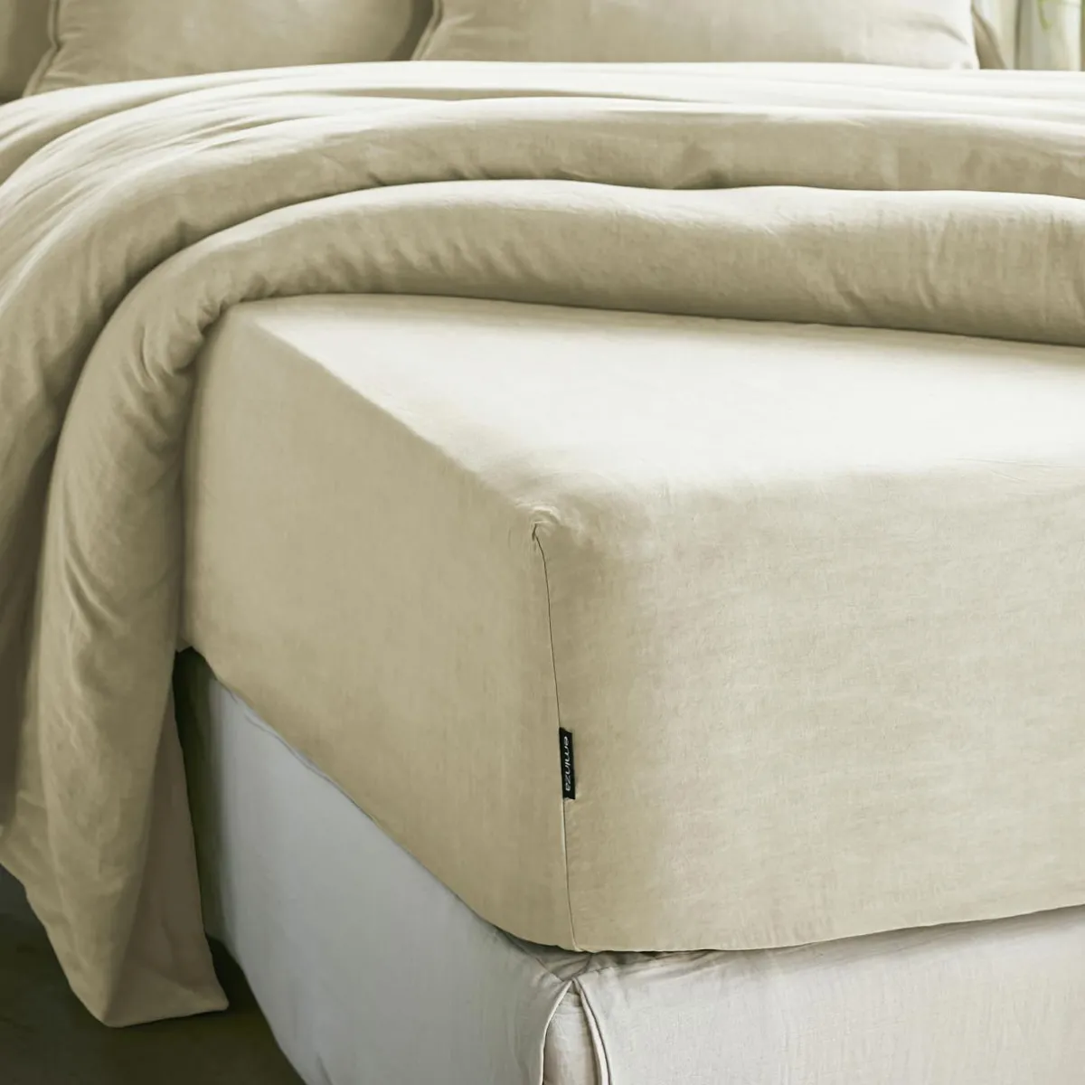EMINZA Drap housse lyocell Tencel™ lavé (90 x 190 cm) Olivia pampa Beige New