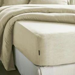 EMINZA Drap housse lyocell Tencel™ lavé (160 x 200 cm) Olivia pampa Beige Discount