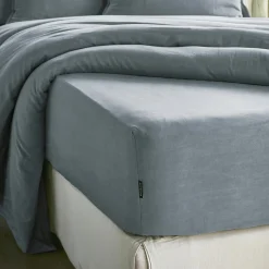 EMINZA Drap housse lyocell Tencel™ lavé (200 x 200 cm) Olivia stone Bleu Outlet