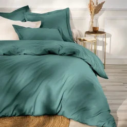 EMINZA Drap housse percale de coton (90 x 190 cm) Cali Bleu canard Outlet
