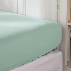 EMINZA Drap housse percale de coton (180 x 200 cm) Cali Vert Eucalyptus Online