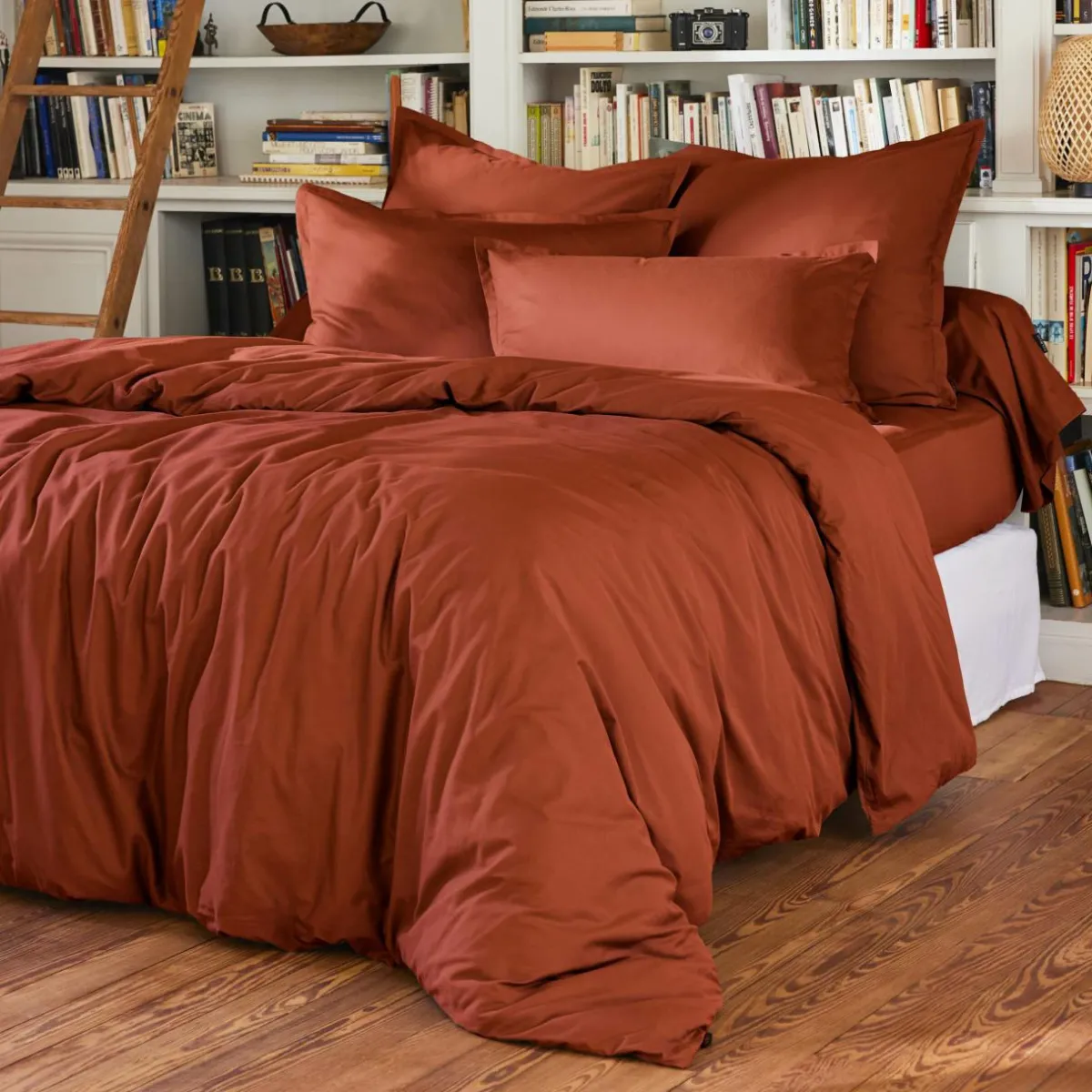 EMINZA Drap housse percale de coton (180 x 200 cm) Cali Terracotta Clearance