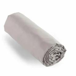 EMINZA Drap housse percale de coton (160 x 200 cm) Cali Gris clair Discount