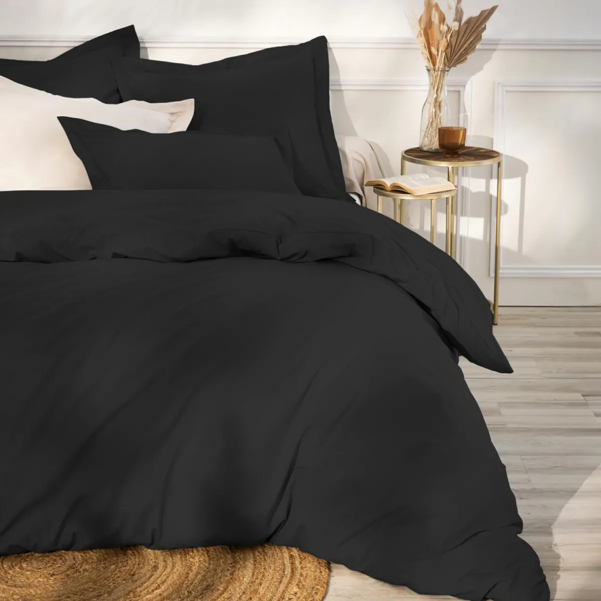 EMINZA Drap housse percale de coton (90 x 200 cm) Cali Noir Clearance