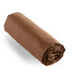 EMINZA Drap housse percale de coton (160 x 200 cm) Cali Marron Chocolat Hot