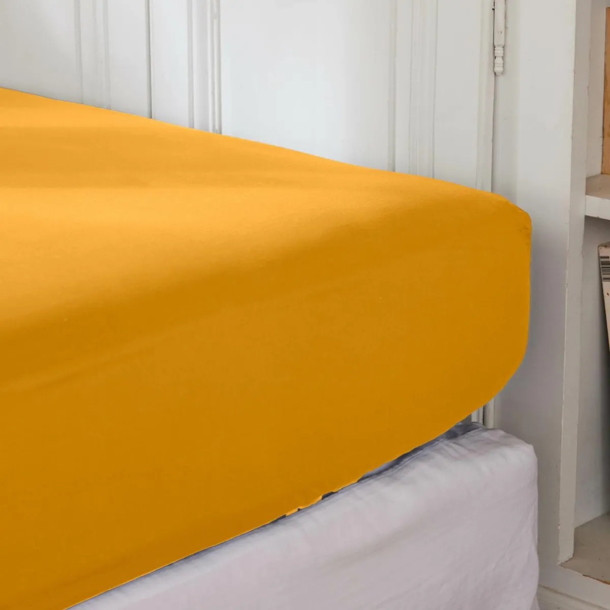 EMINZA Drap housse percale de coton (140 x 190 cm) Cali Jaune moutarde