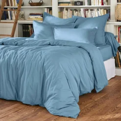 EMINZA Drap housse percale de coton (140 x 190 cm) Cali Bleu Ciel
