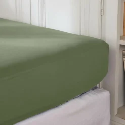EMINZA Drap housse percale de coton (90 x 190 cm) Cali Vert romarin Online